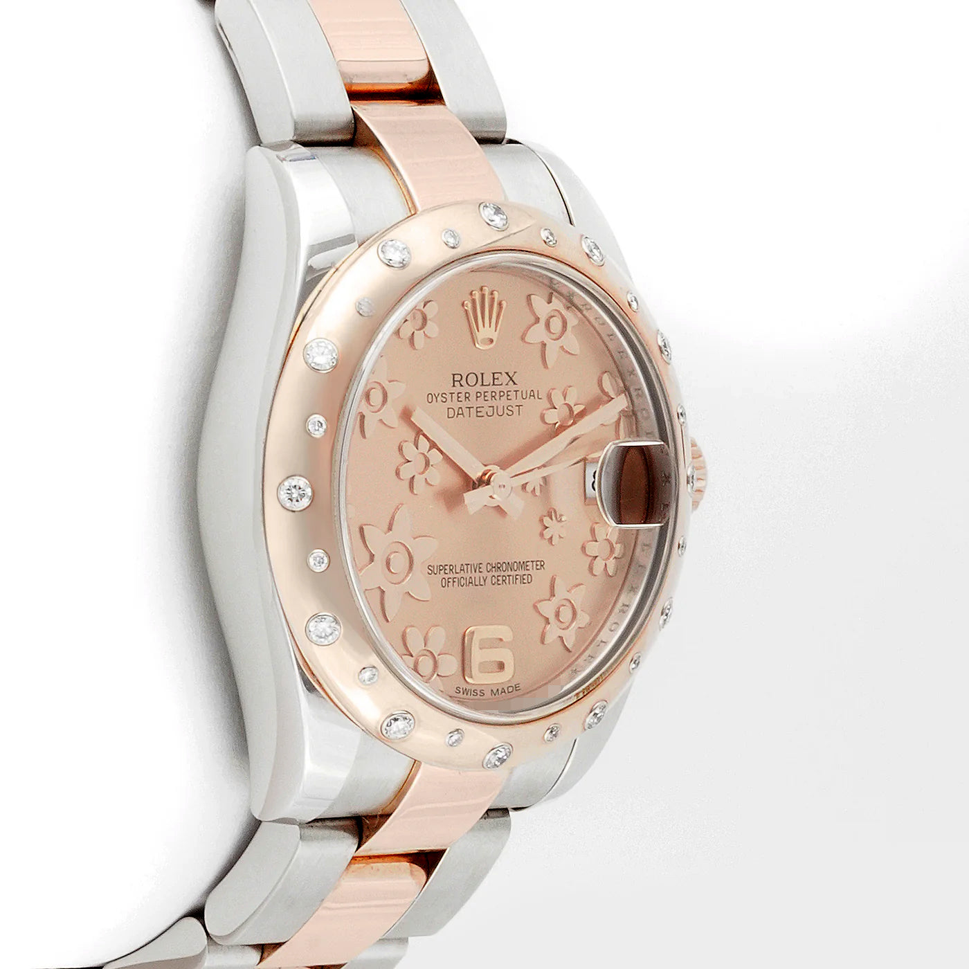 Rolex Datejust 31mm Stainless Steel & Rose Gold 178341 Pink Floral Dial |  Scatter Diamond