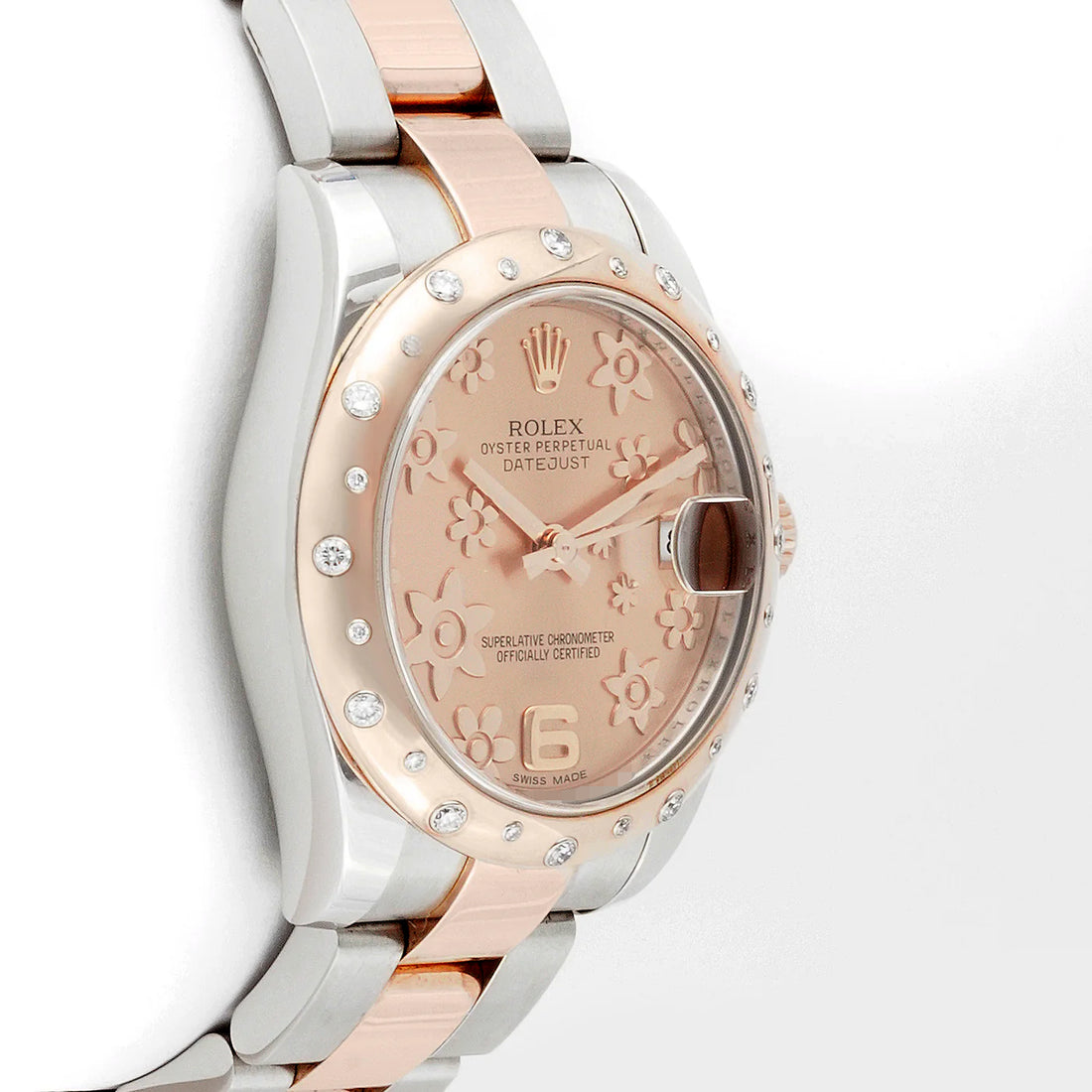 Rolex Datejust 31mm Stainless Steel & Rose Gold 178341 Pink Floral Dial |  Scatter Diamond