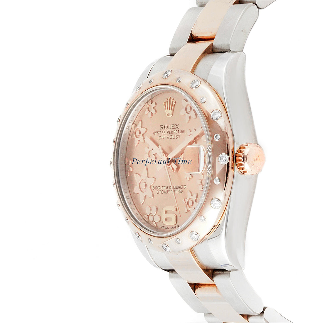 Rolex Datejust 31mm Stainless Steel & Rose Gold 178241 Pink Floral Dial | Smooth bezel
