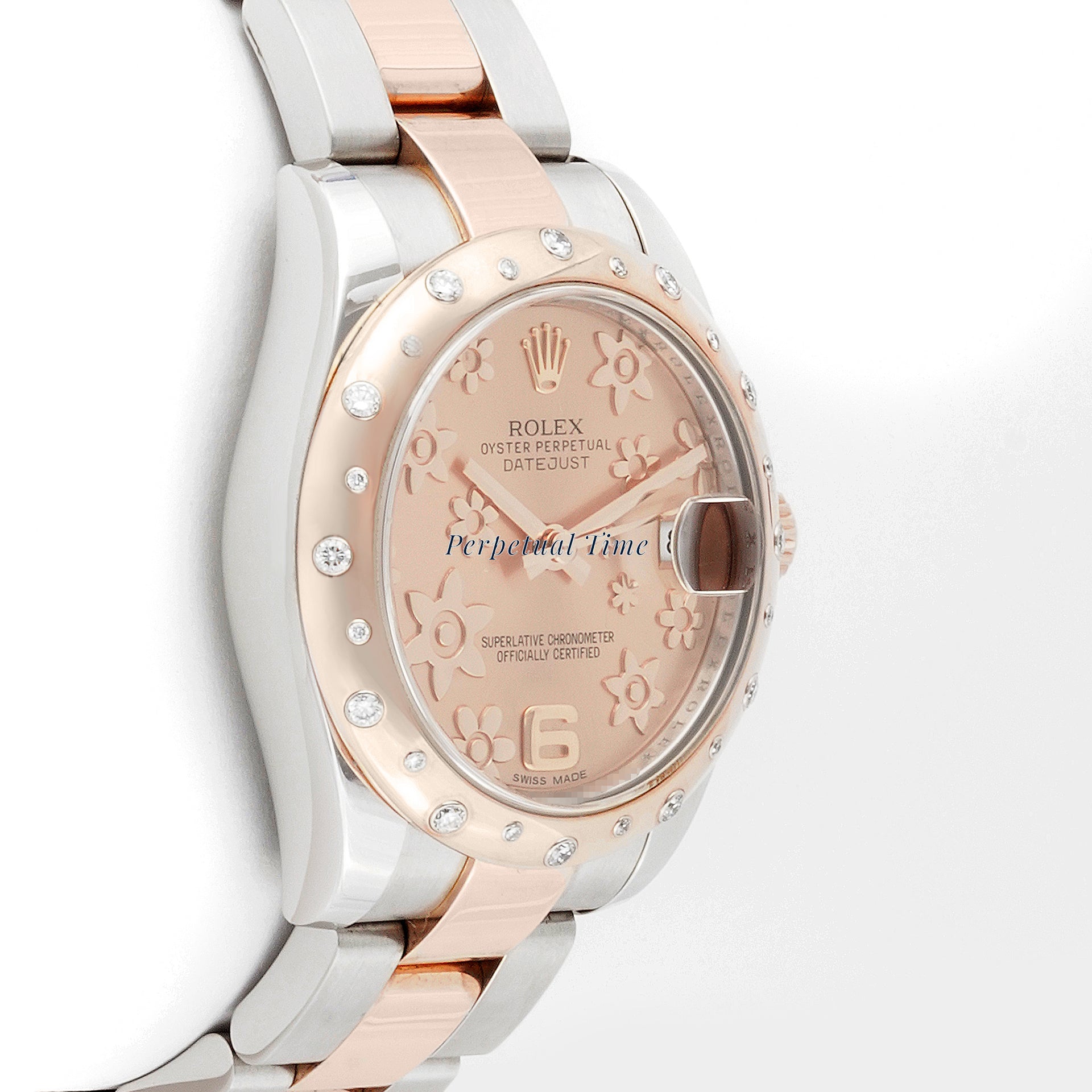 Rolex Datejust 31mm Stainless Steel & Rose Gold 178241 Pink Floral Dial | Smooth bezel