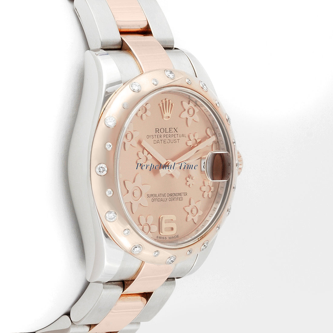 Rolex Datejust 31mm Stainless Steel & Rose Gold 178241 Pink Floral Dial | Smooth bezel