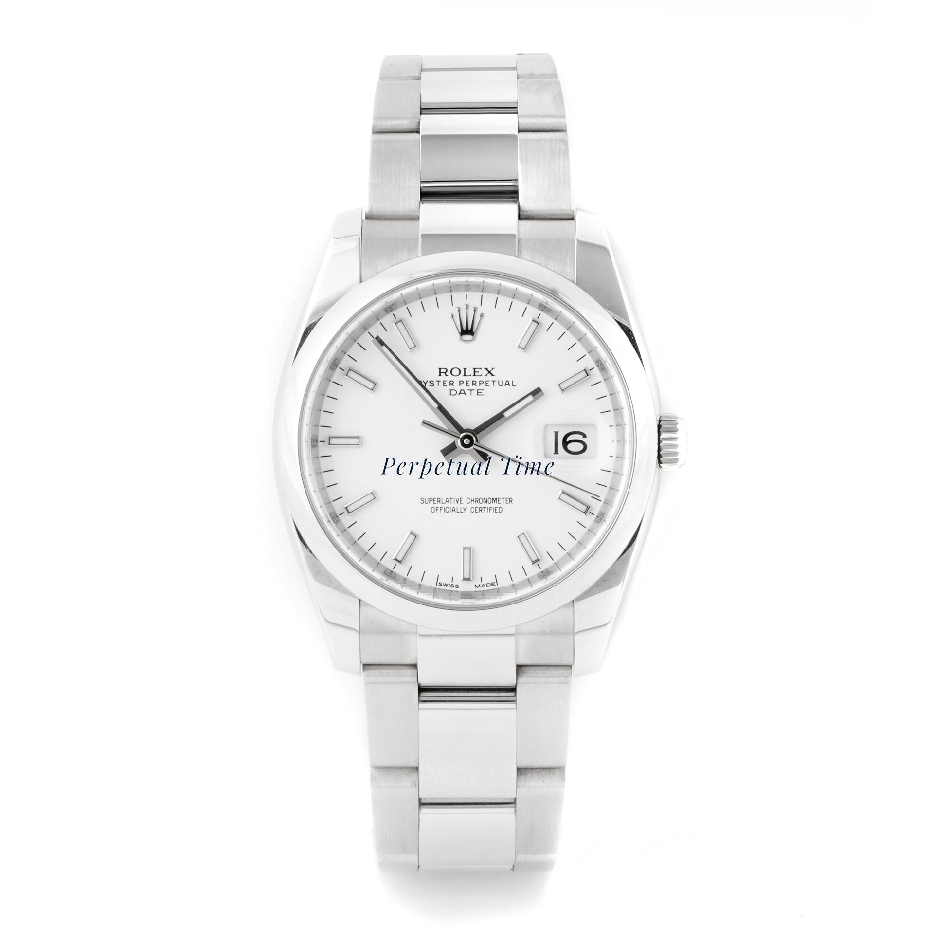 Rolex Date 34mm Stainless Steel 115200 White Index Dial Oyster Band