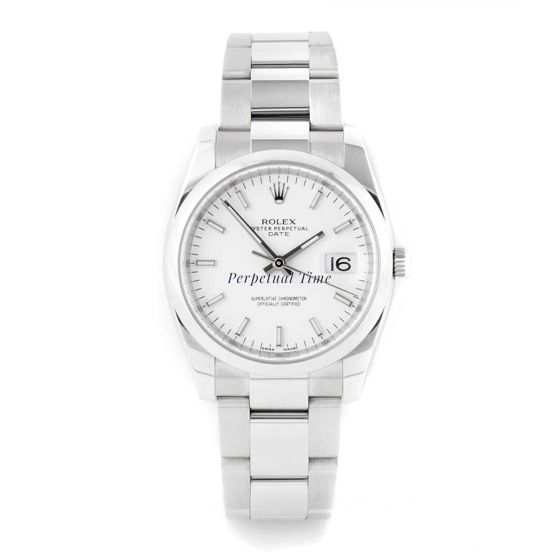 Rolex Date 34mm Stainless Steel 115200 White Index Dial Oyster Band