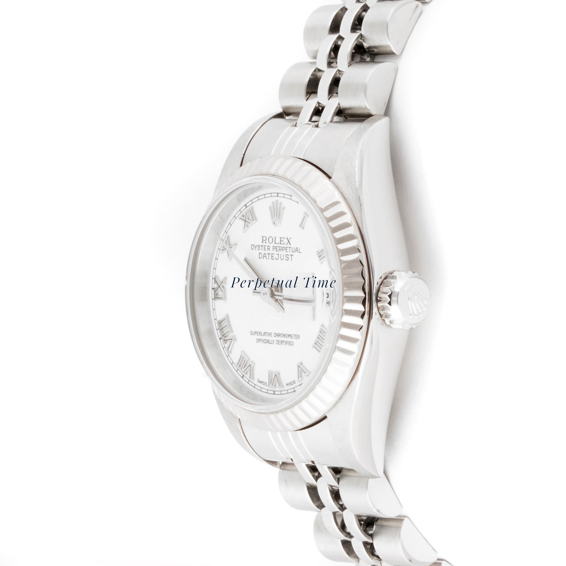 Rolex Lady-Datejust 26mm Stainless Steel 69174 White Roman Dial Jubilee Band