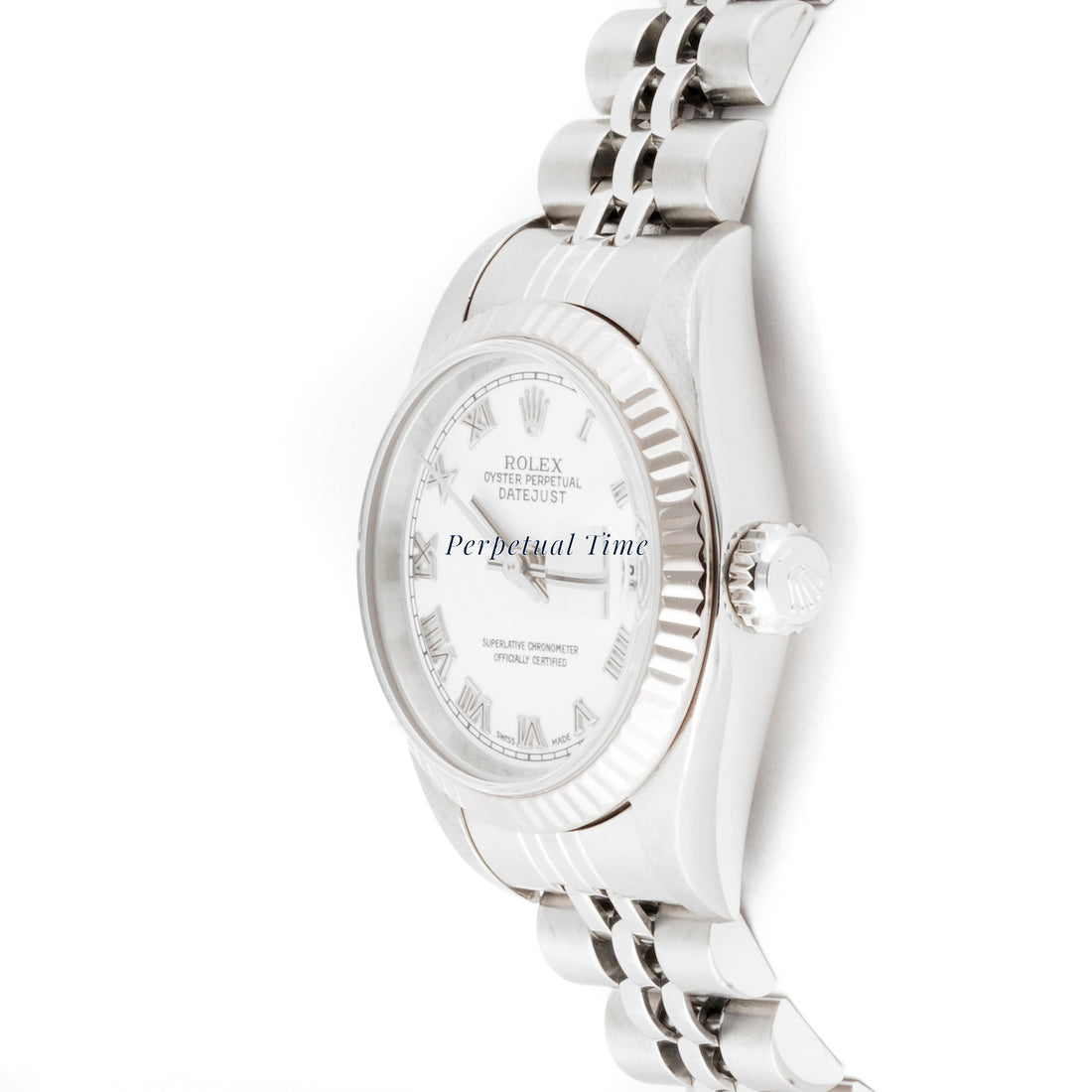 Rolex Lady-Datejust 26mm Stainless Steel 69174 White Roman Dial Jubilee Band