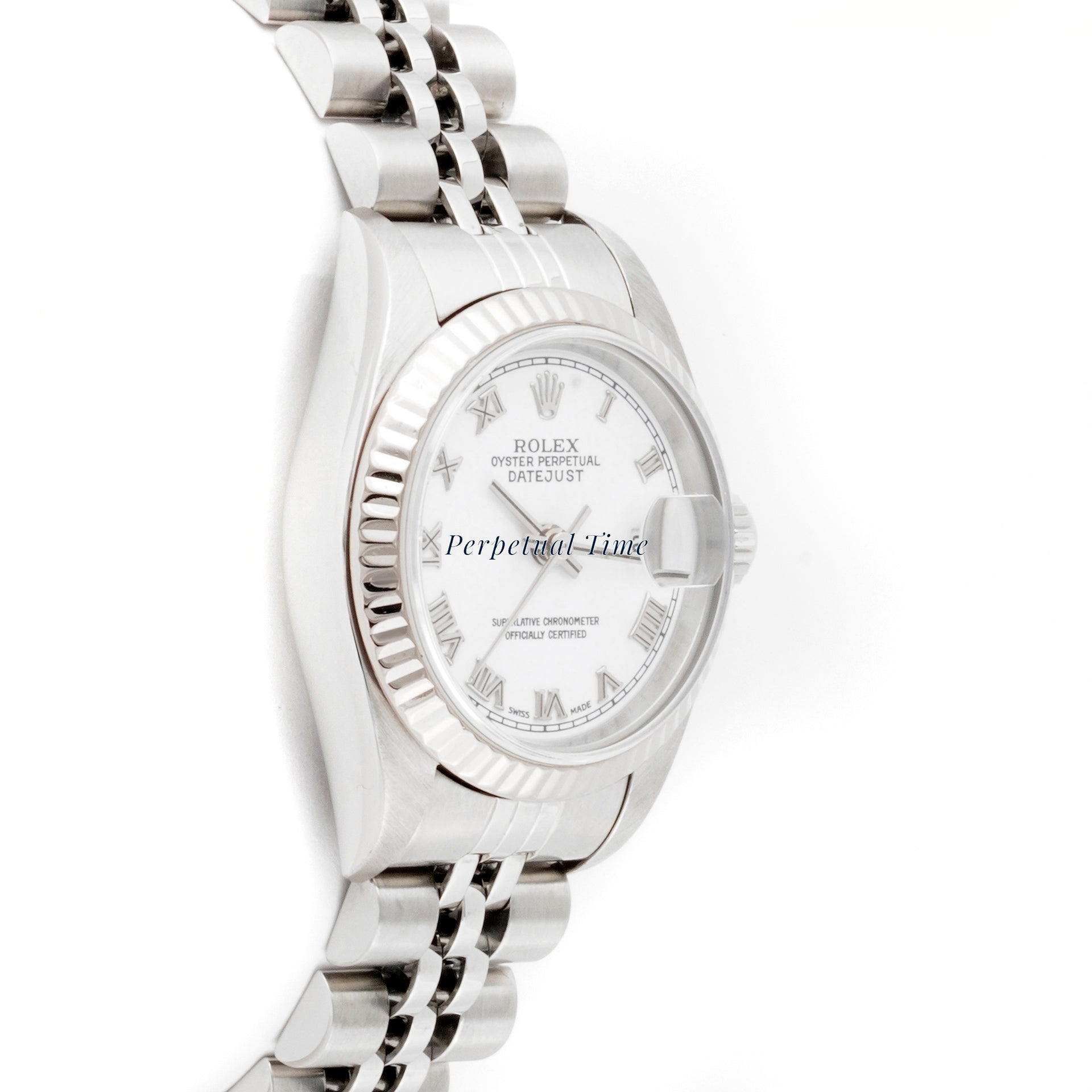 Rolex Lady-Datejust 26mm Stainless Steel 69174 White Roman Dial Jubilee Band