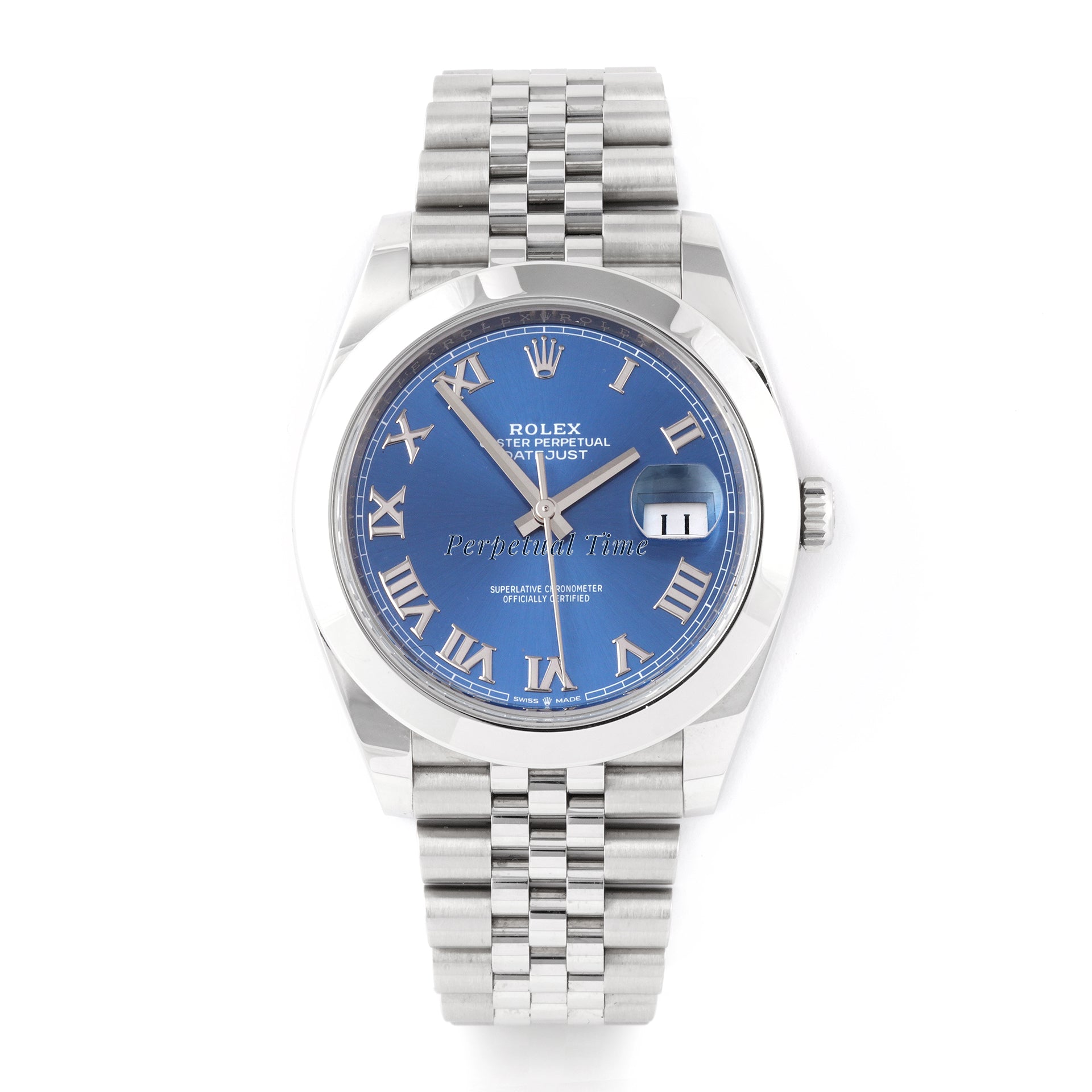 Rolex Datejust 41mm Stainless Steel 126300 Blue Roman Dial |Smooth bezel | Jubilee Band