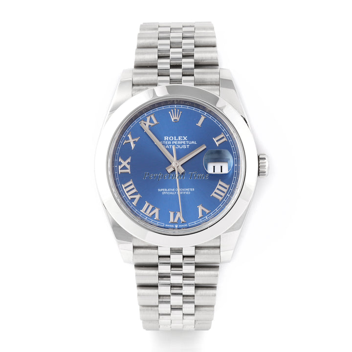 Rolex Datejust 41mm Stainless Steel 126300 Blue Roman Dial |Smooth bezel | Jubilee Band