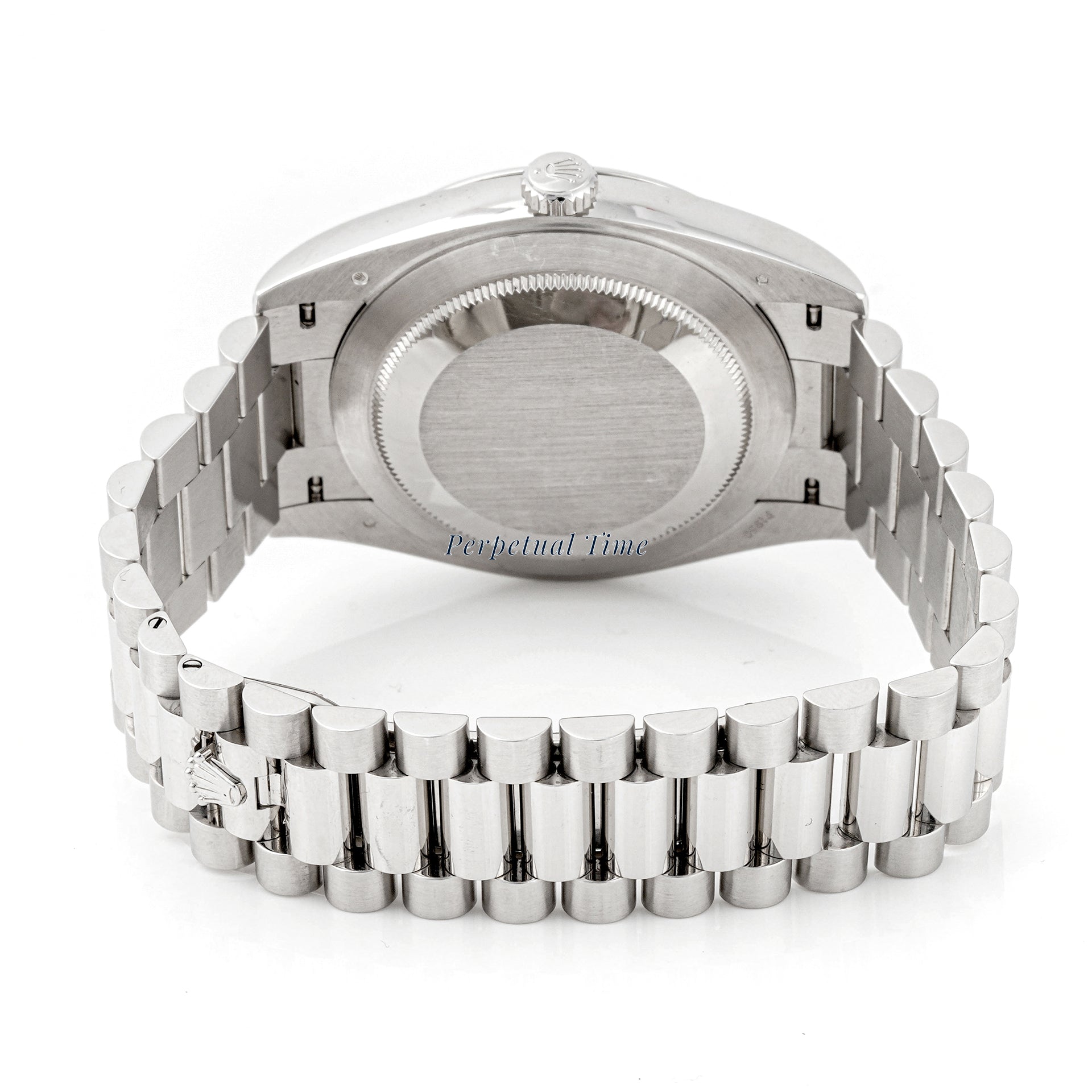 Rolex Day-Date 40 mm Platinum 228206 Ice Blue Dial | Diamond Baguette hour markers, Smooth bezel