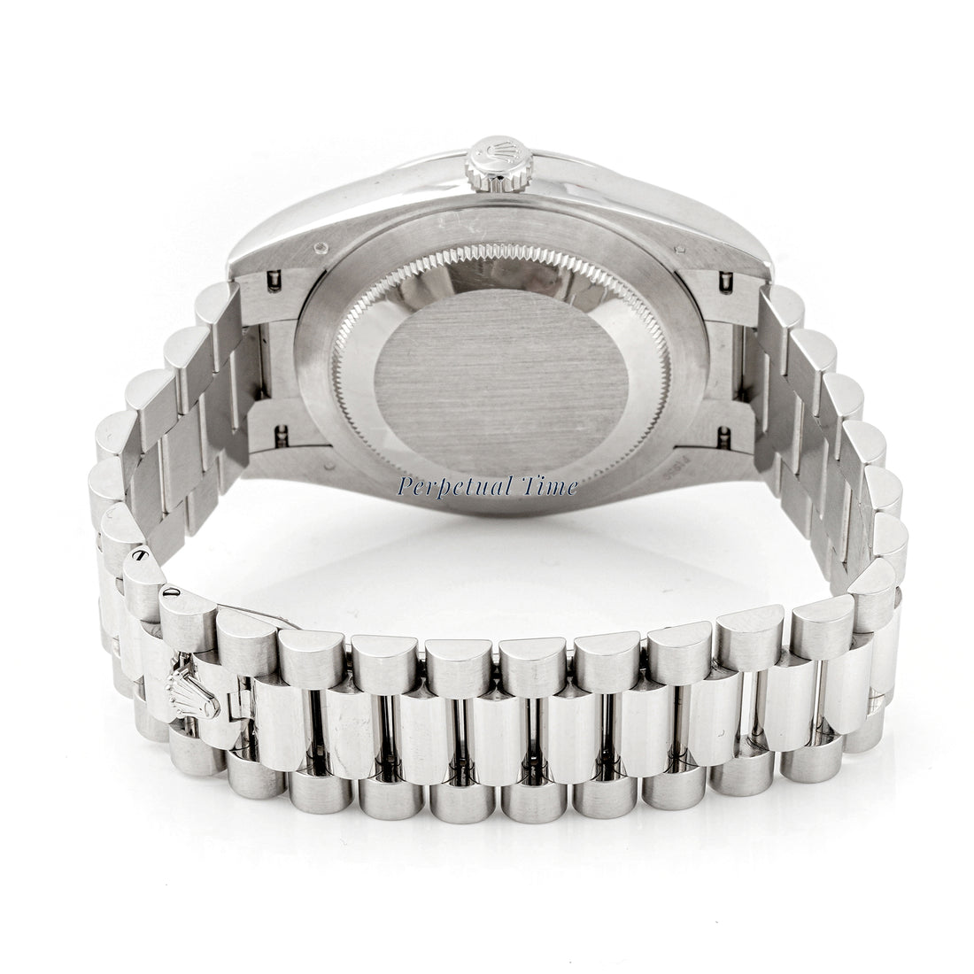 Rolex Day-Date 40 mm Platinum 228206 Ice Blue Dial | Diamond Baguette hour markers, Smooth bezel
