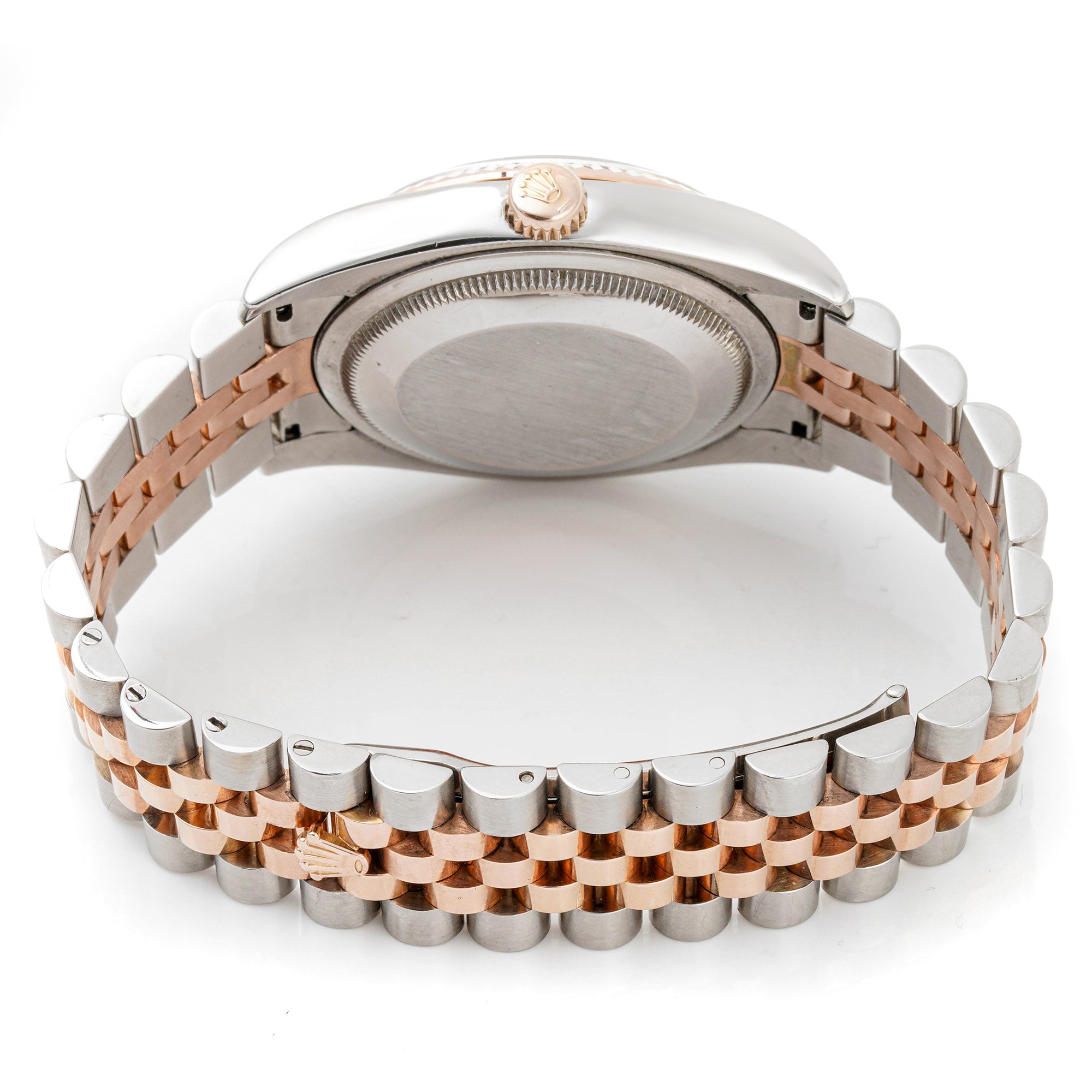 Rolex Datejust 36mm Stainless Steel & Rose Gold 116231 Black Dial | Diamond hour markers, Fluted bezel