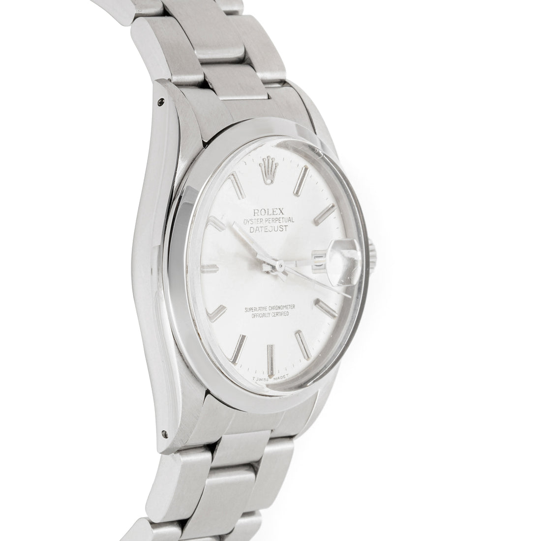 Rolex Datejust 36mm Stainless Steel 1600 Silver Dial | Stick hour markers, Smooth bezel