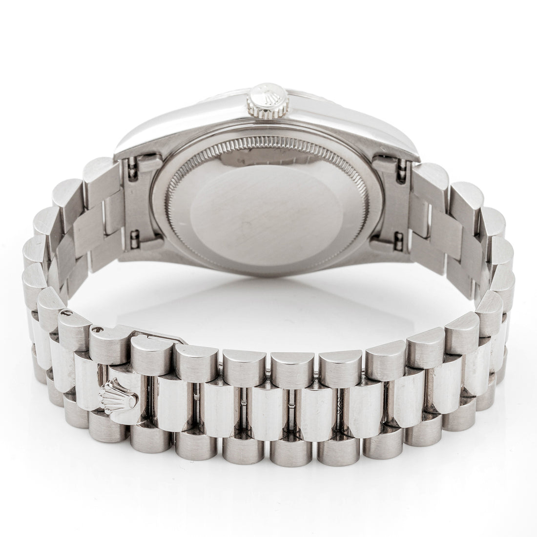 Rolex Day-Date 36mm White Gold 18239 Silver Dial | Diamond hour markers, Fluted bezel