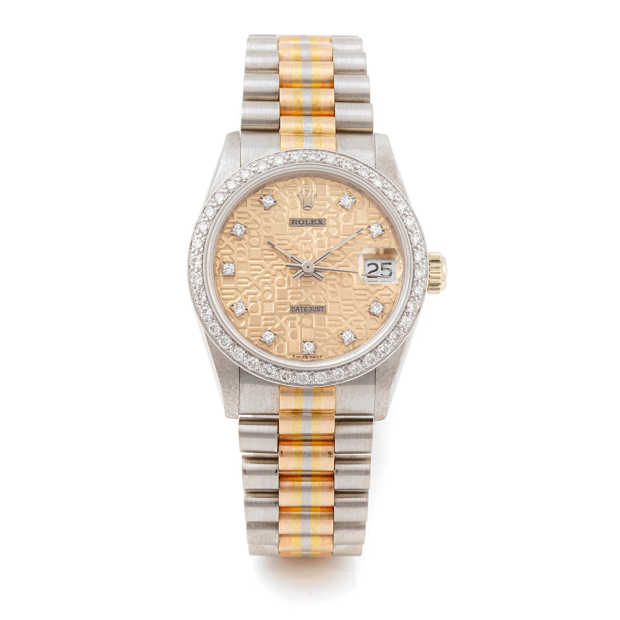 Rolex Datejust Tridor 31mm 68279B Champagne Jubilee Dial | Diamond hour markers, Diamond bezel