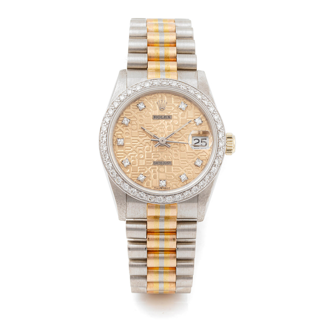 Rolex Datejust Tridor 31mm 68279B Champagne Jubilee Dial | Diamond hour markers, Diamond bezel