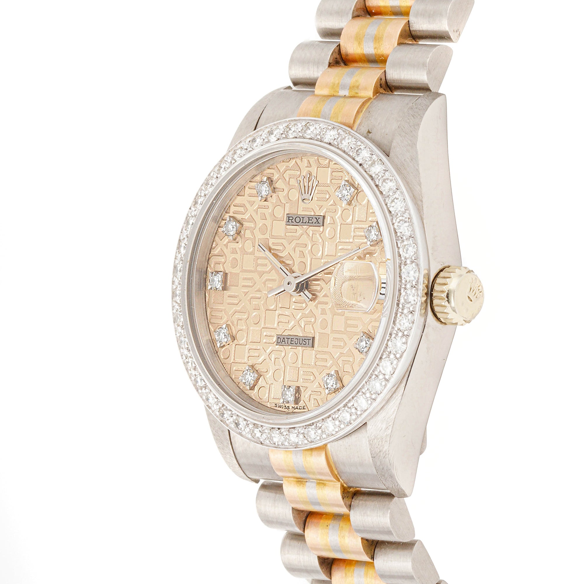 Rolex Datejust Tridor 31mm 68279B Champagne Jubilee Dial | Diamond hour markers, Diamond bezel