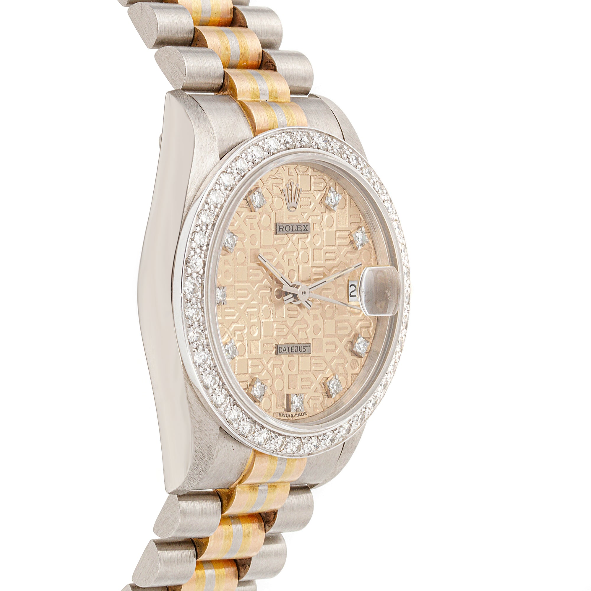 Rolex Datejust Tridor 31mm 68279B Champagne Jubilee Dial | Diamond hour markers, Diamond bezel