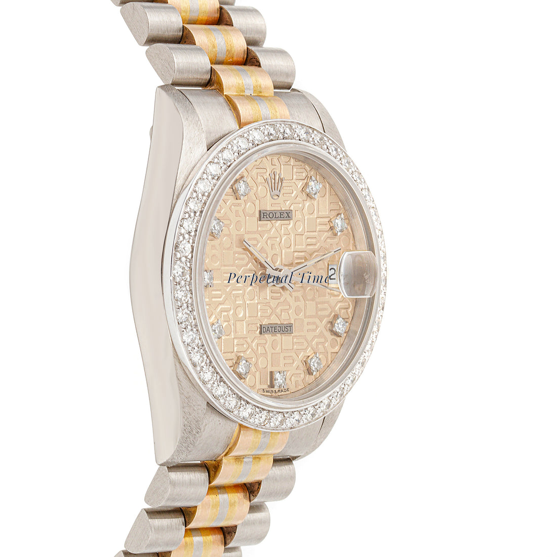Rolex Datejust Tridor 31mm 68279B Champagne Jubilee Dial | Diamond hour markers, Diamond bezel
