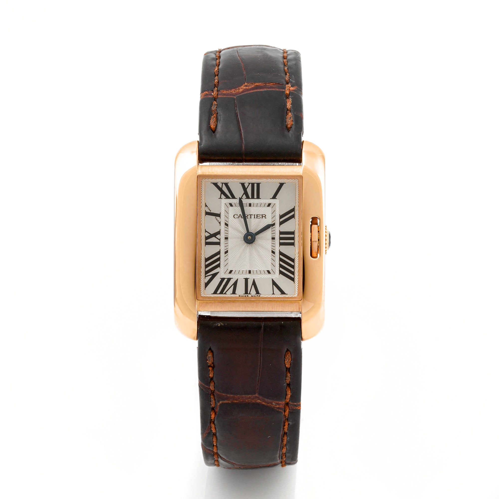 Cartier Tank Anglaise 23x30 mm Rose Gold 3580 Silver Dial | Roman Numerals hour markers, Smooth bezel