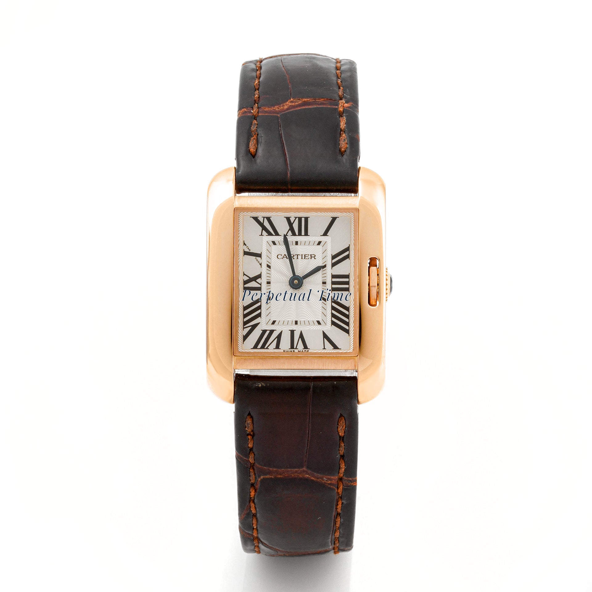 Cartier Tank Anglaise 23x30 mm Rose Gold 3580 Silver Dial | Roman Numerals hour markers, Smooth bezel
