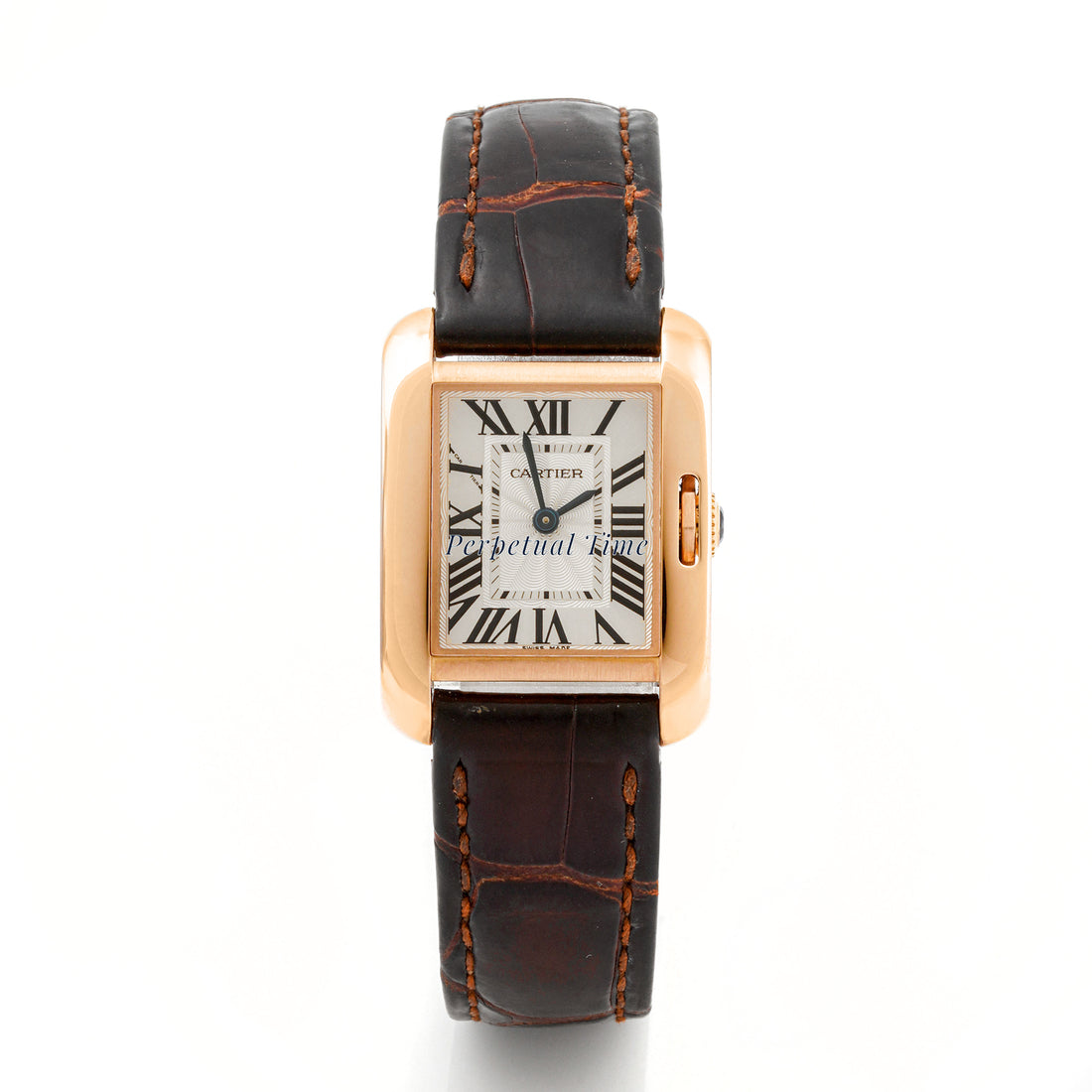 Cartier Tank Anglaise 23x30 mm Rose Gold 3580 Silver Dial | Roman Numerals hour markers, Smooth bezel