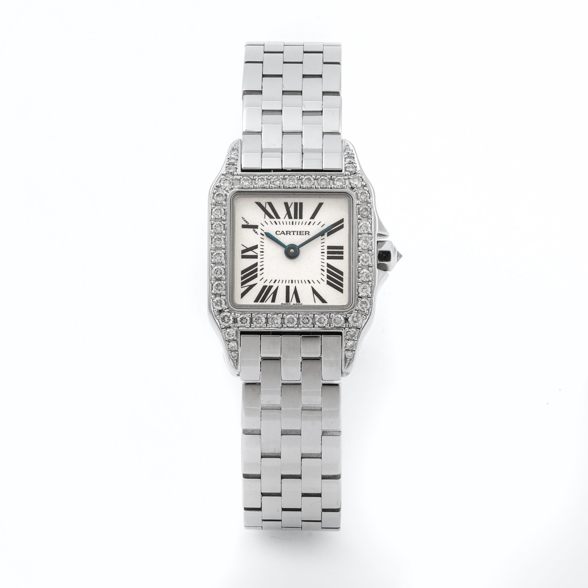 Cartier Santos Demoiselle 20x28 mm Stainless Steel 2698 White Dial | Roman Numerals hour markers, Smooth bezel