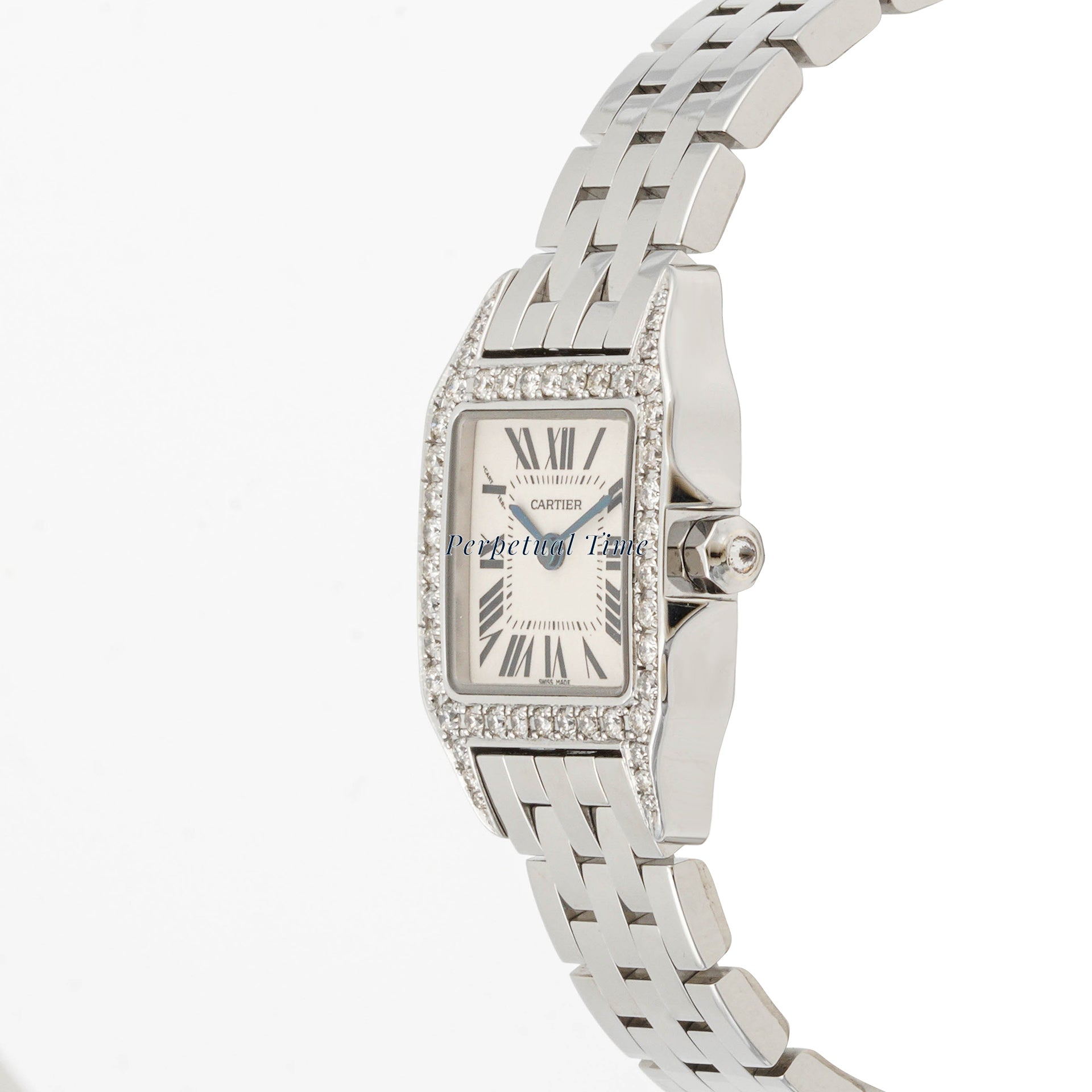 Cartier Santos Demoiselle 20x28 mm Stainless Steel 2698 White Dial | Roman Numerals hour markers, Smooth bezel