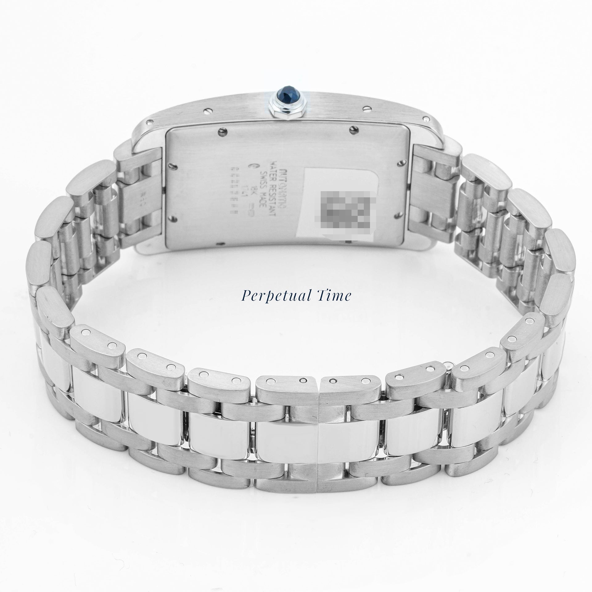Cartier Tank Américaine 27x45 mm White Gold 1741 Guilloché Silver Dial | Roman Numerals hour markers, Smooth bezel