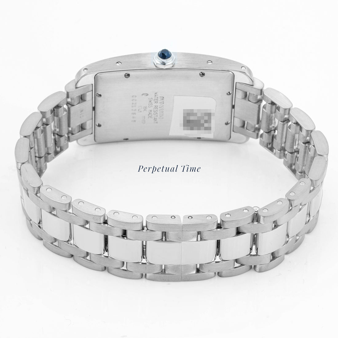 Cartier Tank Américaine 27x45 mm White Gold 1741 Guilloché Silver Dial | Roman Numerals hour markers, Smooth bezel