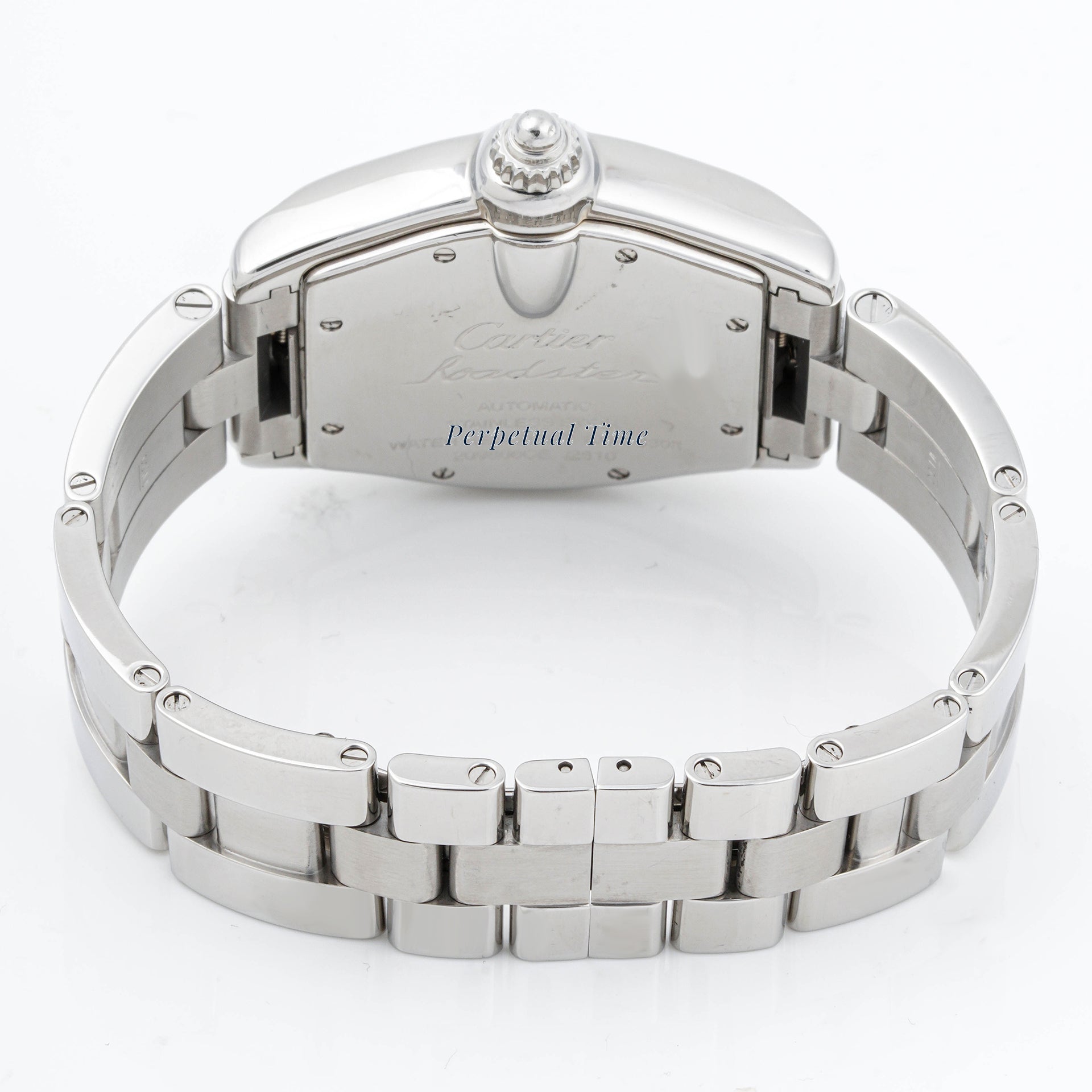 Cartier Roadster 37x44 mm Stainless Steel 2510 Black Dial | Roman Numerals hour markers, Smooth bezel
