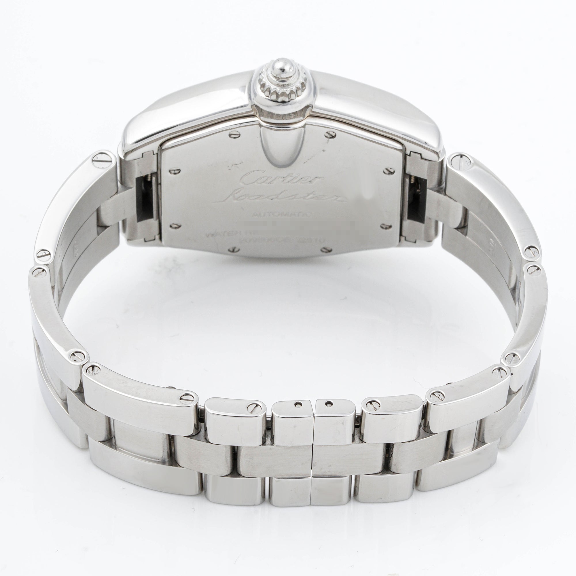 Cartier Roadster 37x44 mm Stainless Steel 2510 Black Dial | Roman Numerals hour markers, Smooth bezel