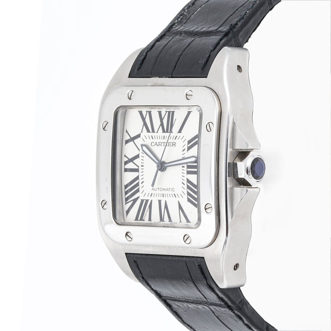 Cartier Santos 100 XL 38 mm Stainless Steel 2656 White Dial | Roman Numerals hour markers, Smooth bezel