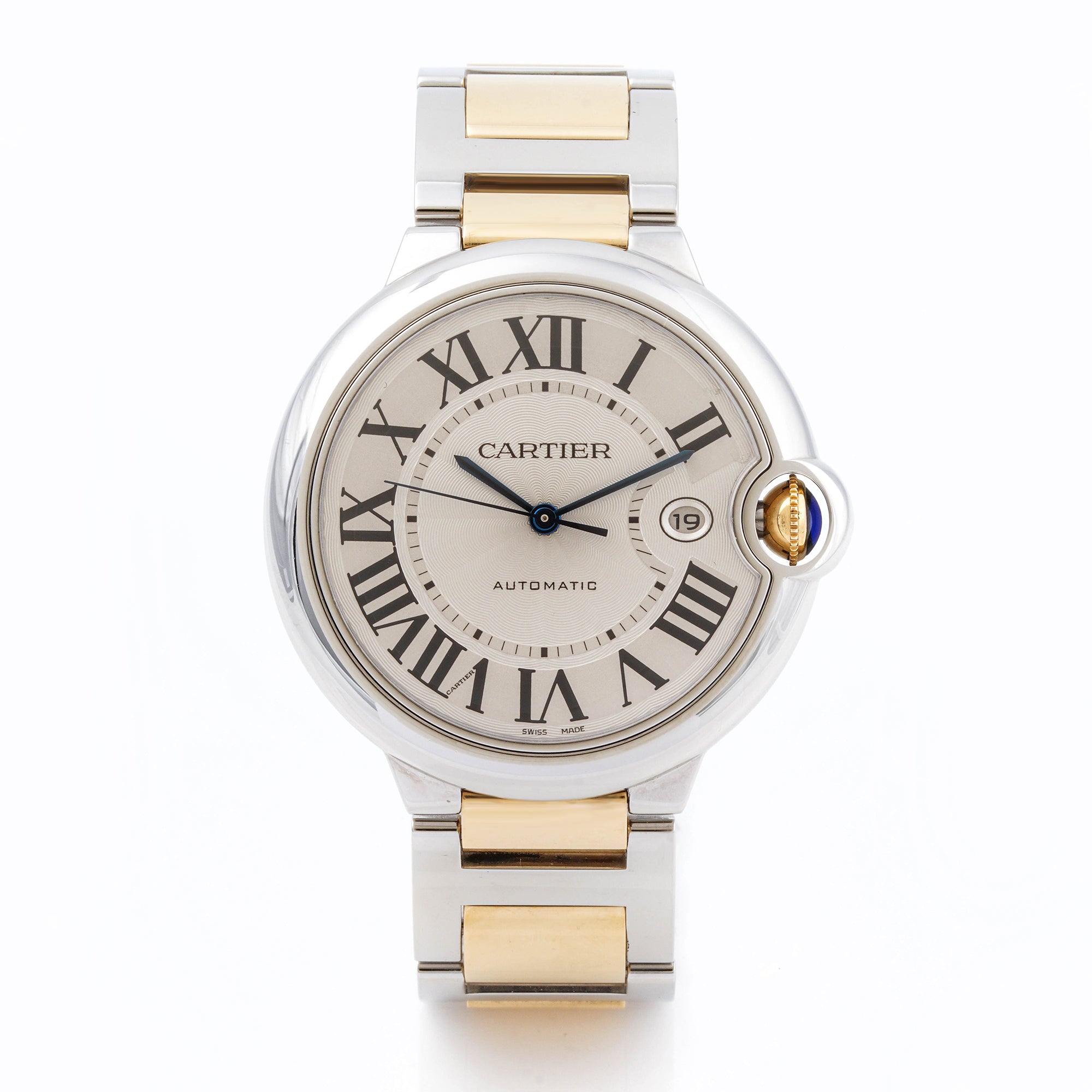 Cartier Ballon Bleu 42 mm Yellow Gold and Stainless Steel 3001 Silver Dial | Roman Numerals hour markers, Smooth bezel