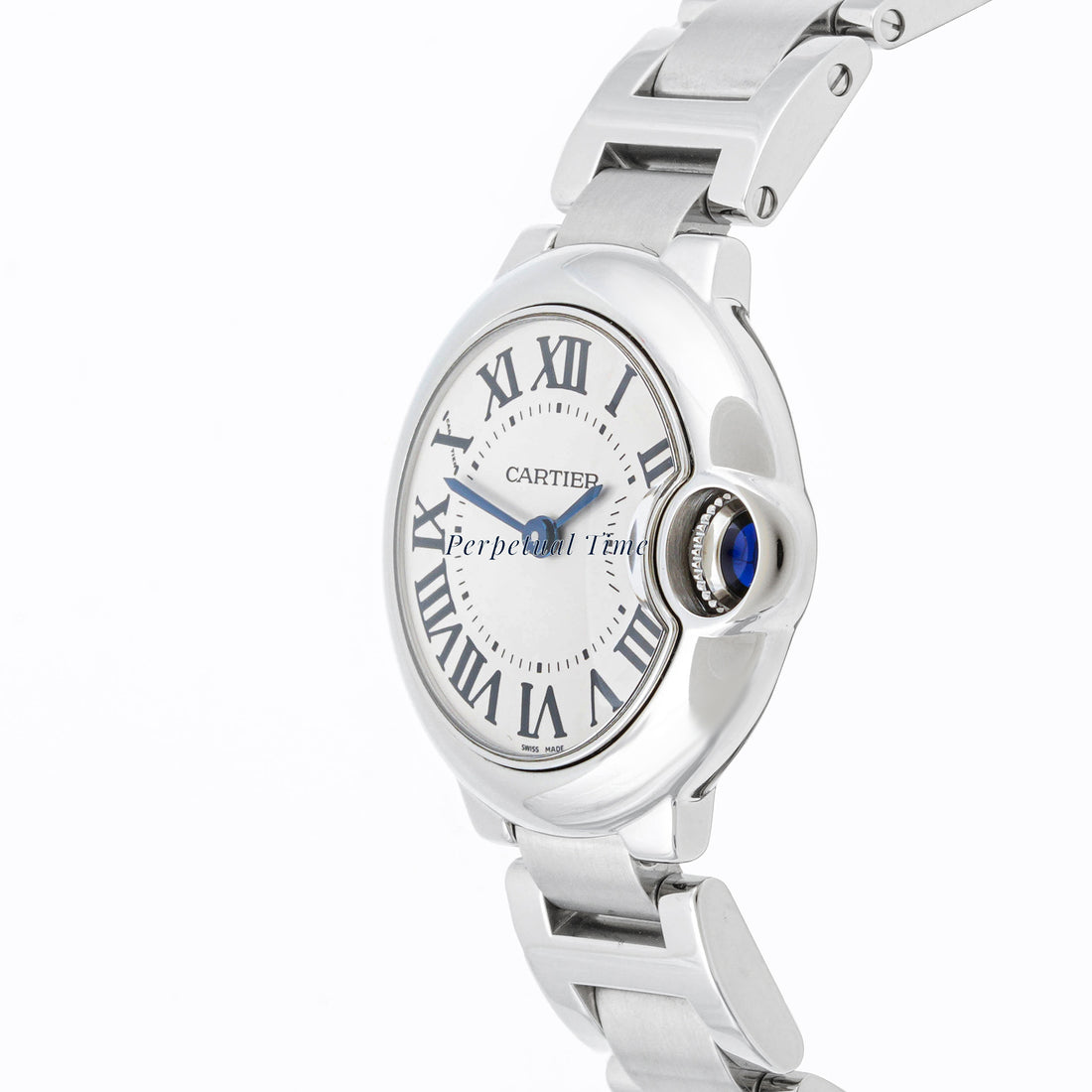 Cartier Ballon Bleu 28 mm Stainless Steel 3006 Silver Dial | Roman Numerals hour markers, Smooth bezel