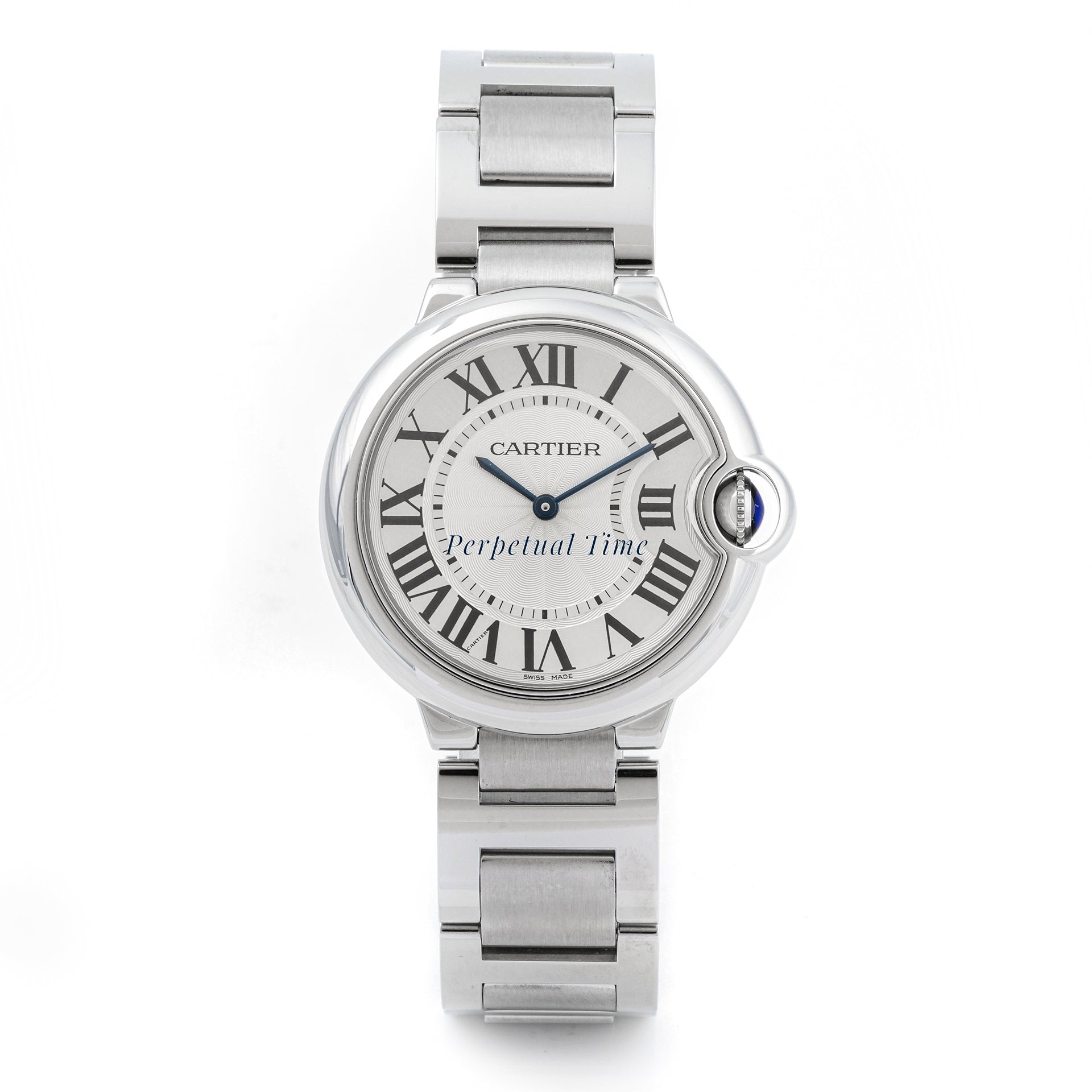 Cartier Ballon Bleu 28 mm Stainless Steel 3006 Silver Dial | Roman Numerals hour markers, Smooth bezel