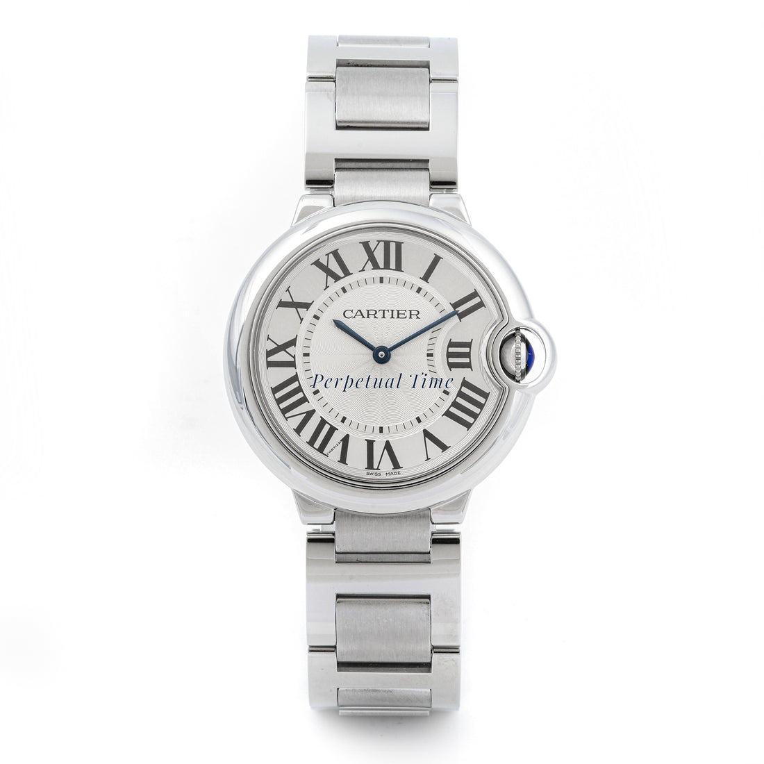 Cartier Ballon Bleu 28 mm Stainless Steel 3006 Silver Dial | Roman Numerals hour markers, Smooth bezel