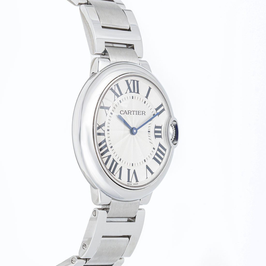 Cartier Ballon Bleu 28 mm Stainless Steel 3006 Silver Dial | Roman Numerals hour markers, Smooth bezel