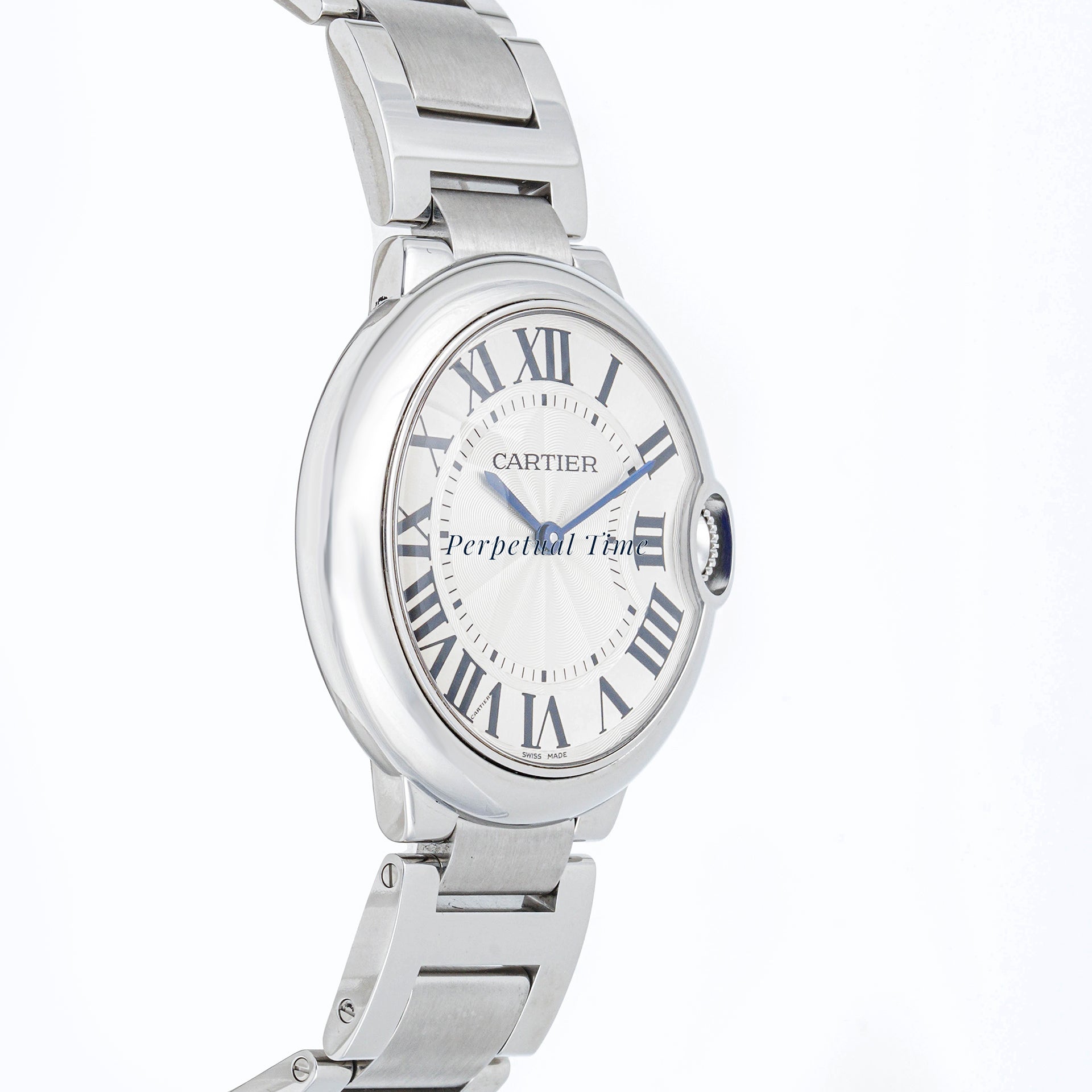 Cartier Ballon Bleu 28 mm Stainless Steel 3006 Silver Dial | Roman Numerals hour markers, Smooth bezel