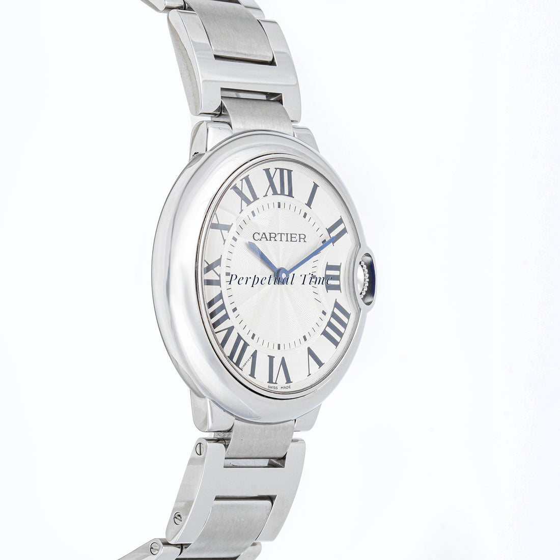 Cartier Ballon Bleu 28 mm Stainless Steel 3006 Silver Dial | Roman Numerals hour markers, Smooth bezel
