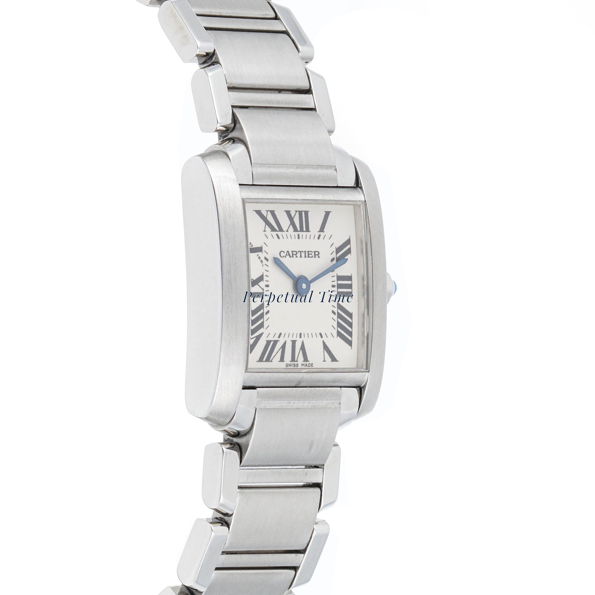 Cartier Tank Française 20x25mm Stainless Steel & Yellow Gold 2384 Off-White Dial | Roman Numerals hour markers, Smooth bezel