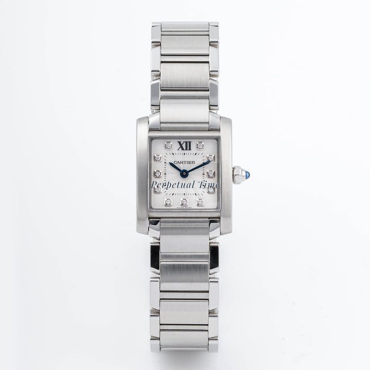 Cartier Tank Française 20x25 mm Stainless Steel 3217 Off-White Dial | Roman Numerals hour markers, Smooth bezel