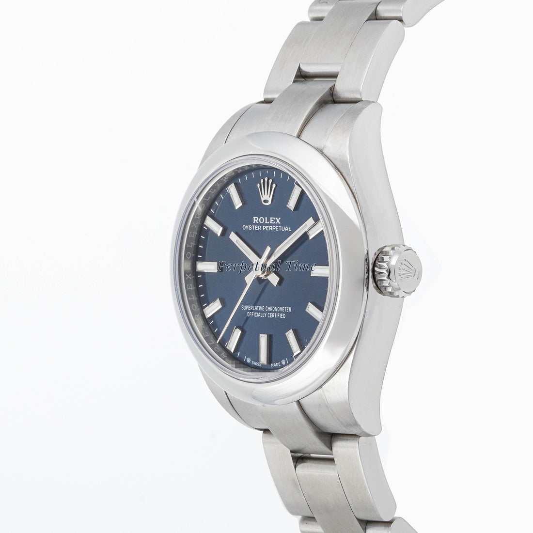 Rolex Oyster Perpetual 28 mm Stainless Steel 276200 Blue Dial | Index hour markers, Smooth bezel
