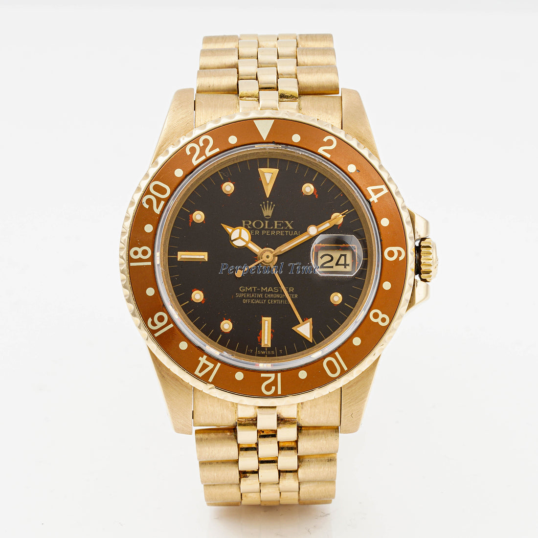Rolex GMT-Master II 40 mm “Rootbeer” Yellow Gold & Stainless Steel 16718 Brown Dial | Jubilee Band |