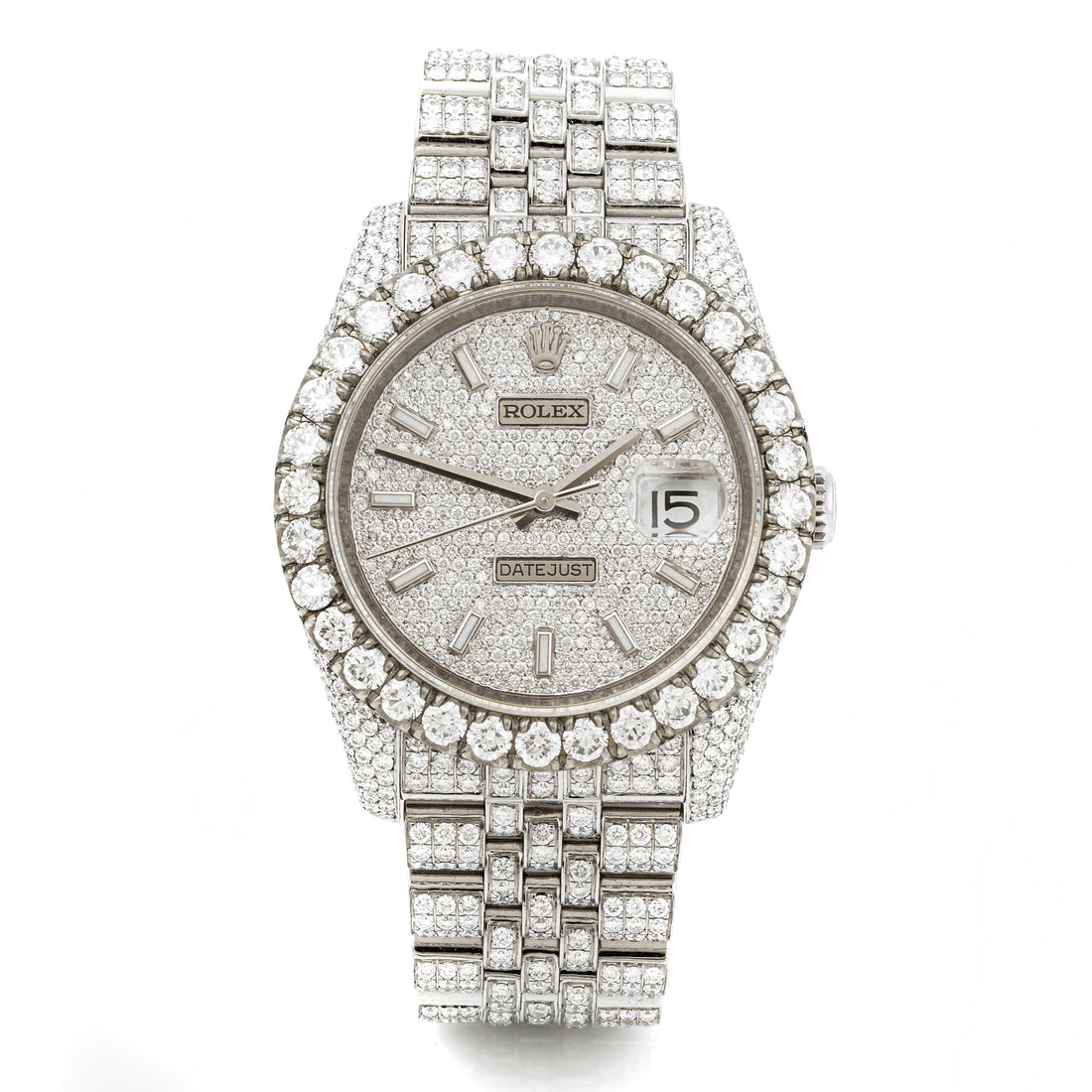 Rolex Datejust 36mm Stainless Steel & White Gold 116234 Pave Diamond  Dial | Index hour markers, w/ Full Pave Diamonds