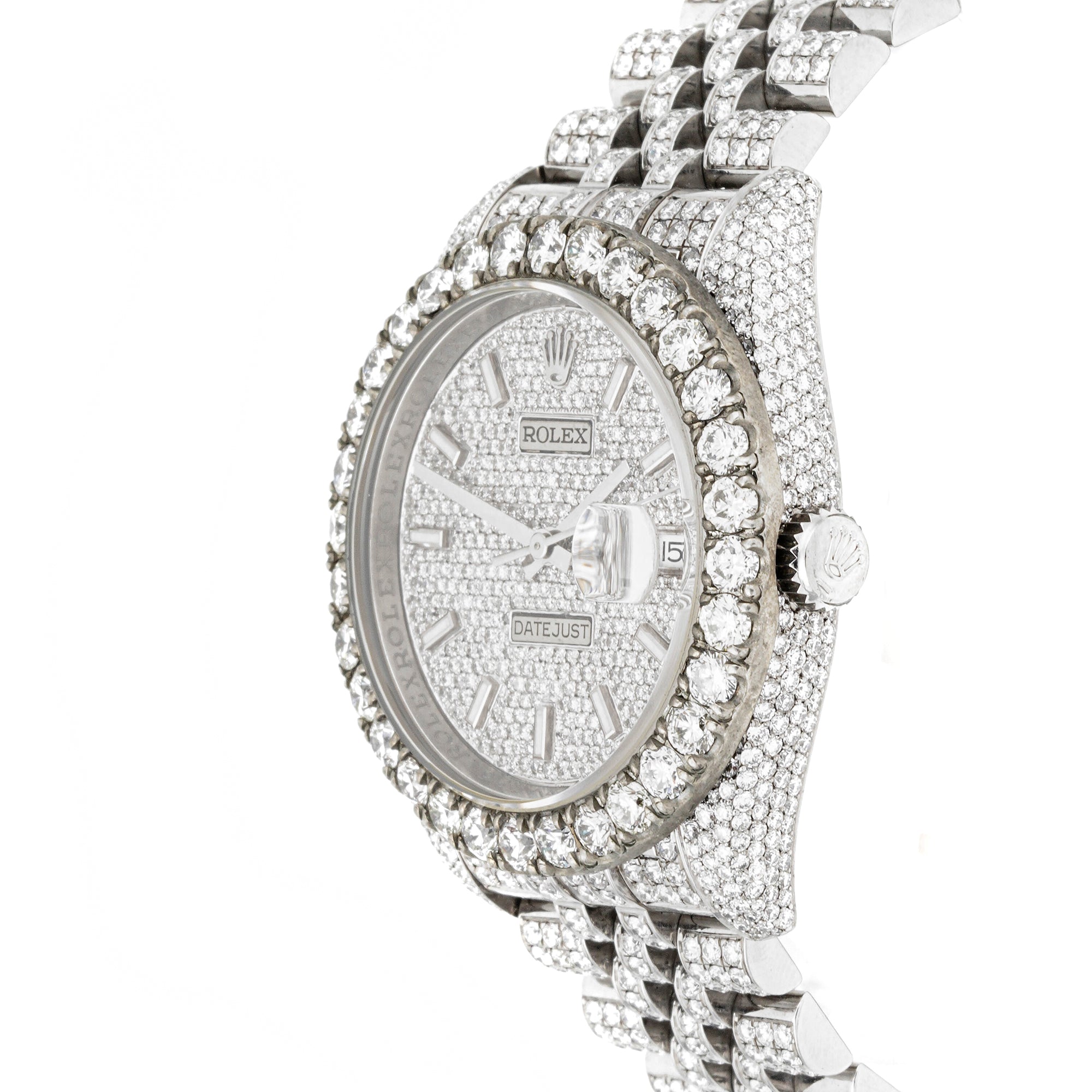 Rolex Datejust 36mm Stainless Steel & White Gold 116234 Pave Diamond  Dial | Index hour markers, w/ Full Pave Diamonds