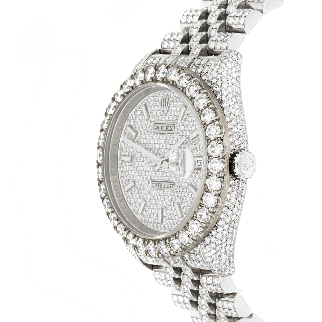 Rolex Datejust 36mm Stainless Steel & White Gold 116234 Pave Diamond  Dial | Index hour markers, w/ Full Pave Diamonds