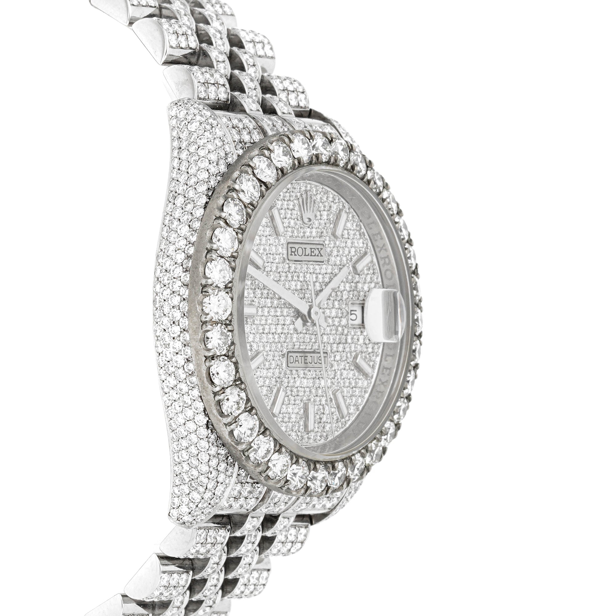 Rolex Datejust 36mm Stainless Steel & White Gold 116234 Pave Diamond  Dial | Index hour markers, w/ Full Pave Diamonds