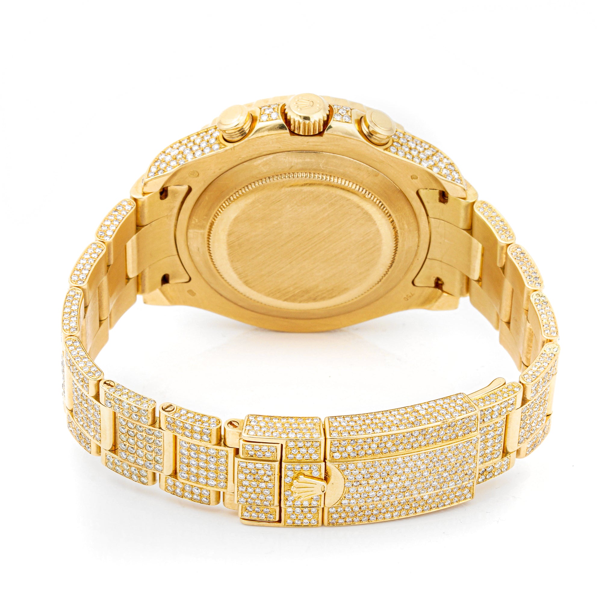 Rolex Yacht-Master II 44mm Yellow Gold 116688 White  Dial | w/ Full Pave Diamonds