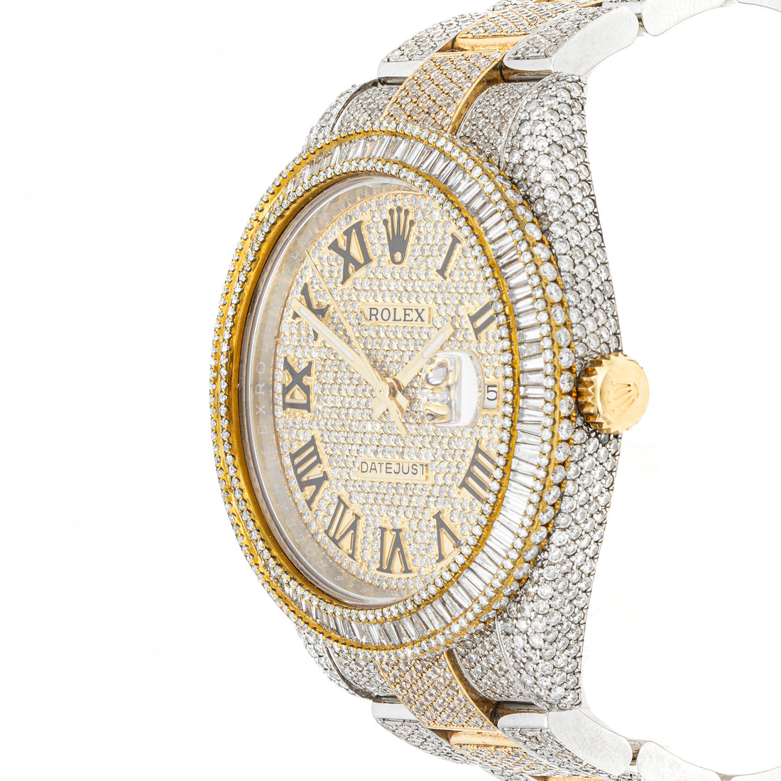 Rolex Datejust  41mm Stainless Steel & Yellow Gold 126333 Pave Diamond  Dial | Roman Numerals hour markers | Full Pave Diamond
