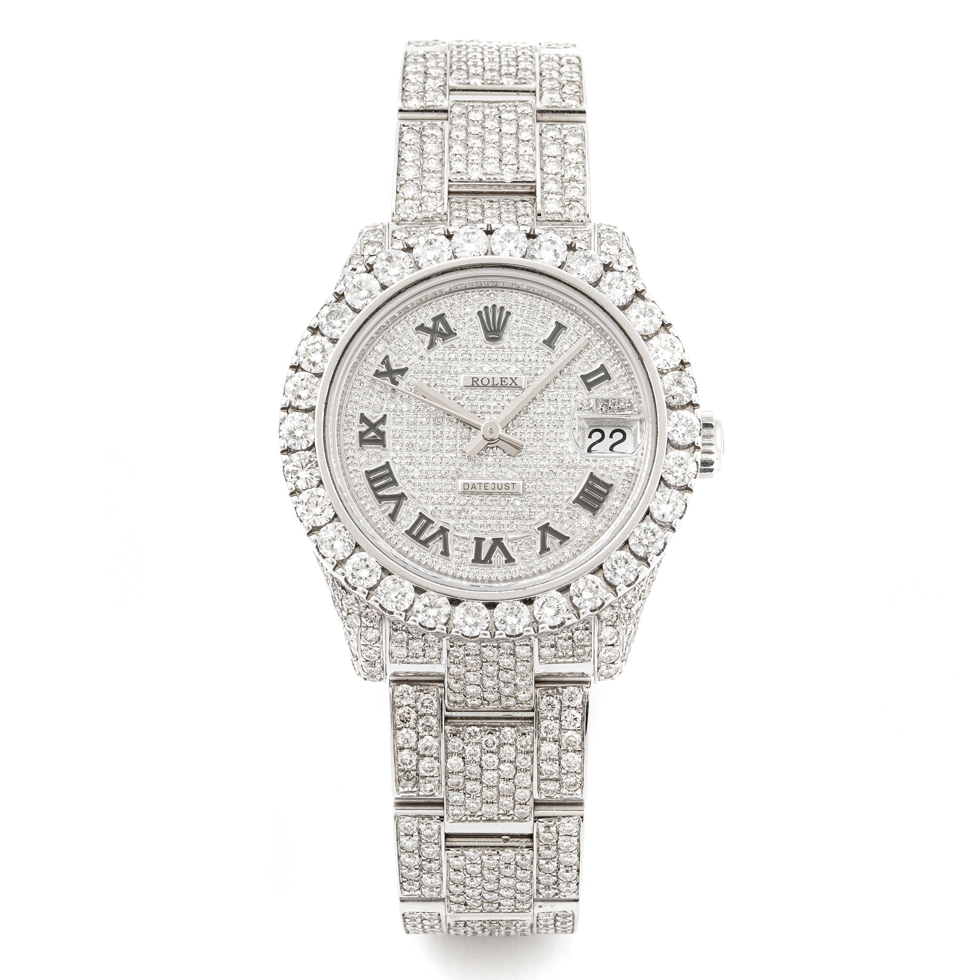 Rolex Datejust 31 mm White Gold & Stainless Steel 178274 Pave Diamond  Dial | Roman Numerals hour markers, | Full Pave Diamond